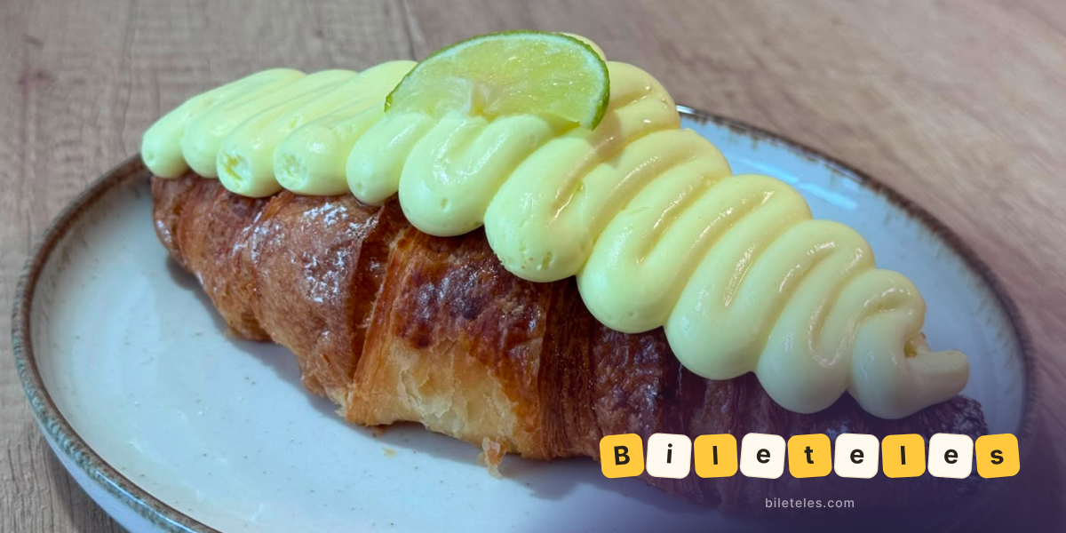Croissant topped with limoncello cream